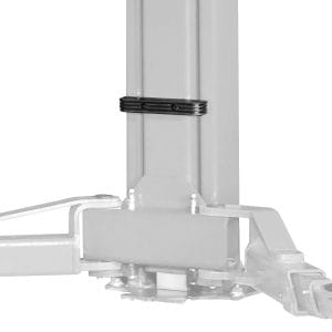 Forward Lift Door Bumper Kit TPB10-D1 (Pair) attached to an I10 lift, protecting vehicle doors during servicing.