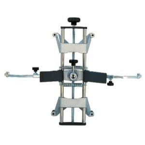 Rotary Self-centering 4 Point Clamps STDA46EU with quick locking units and ABS claws clamping 10"–24" wheels.