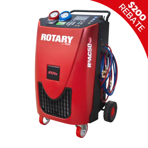 Rotary R3AC50 A/C recovery and recharge ac recovery machine for R134a refrigerant with analog gauges and wheeled cart design